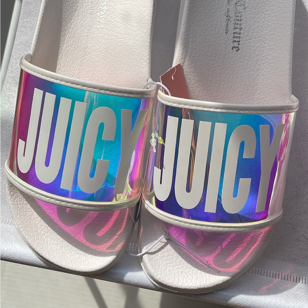 JUICY COUTURE Holographic/White Slides. - Picture 2 of 4